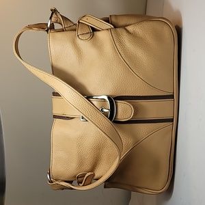 Genuine leather large tan pebbled quality handbag